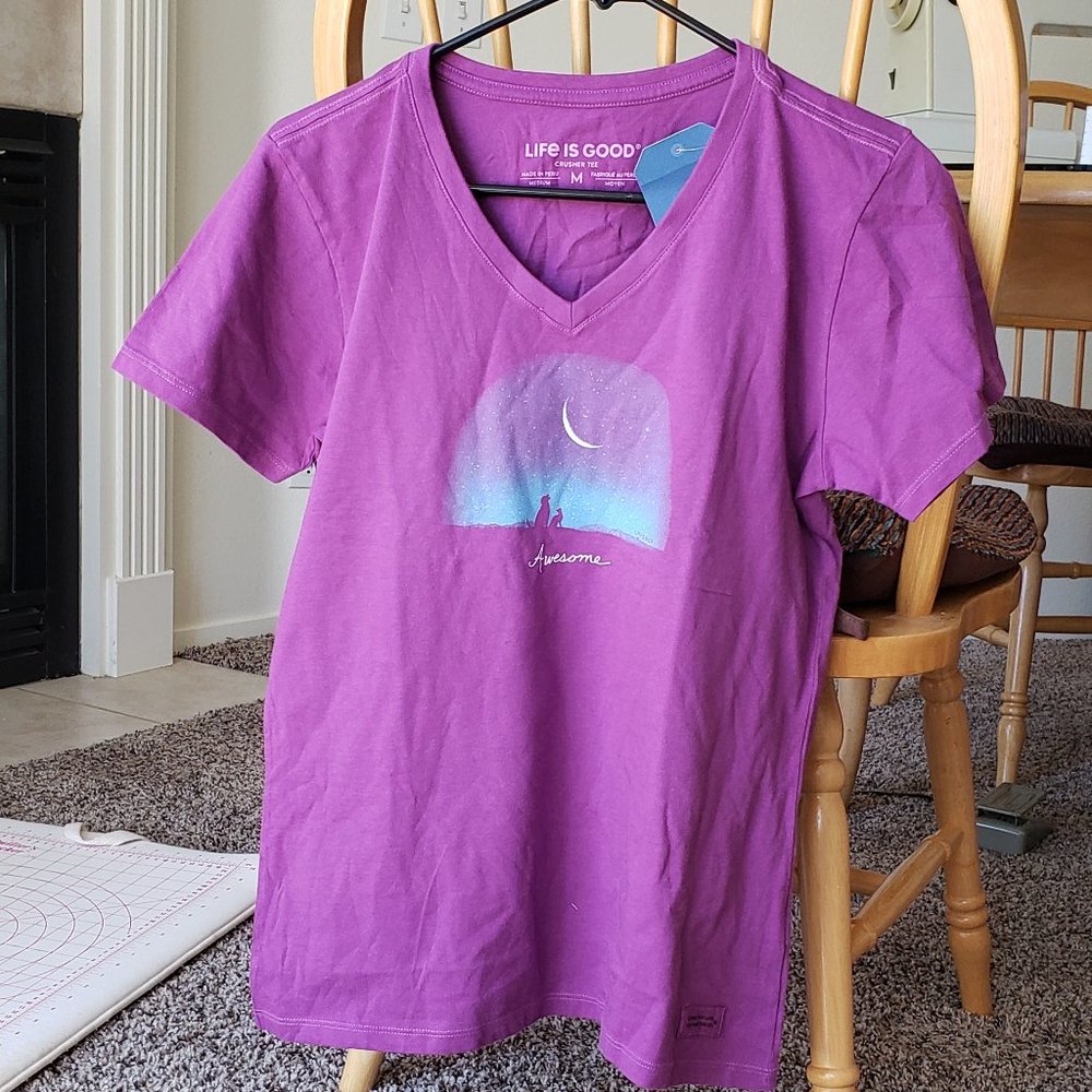 Life is Good V neck tee shirt